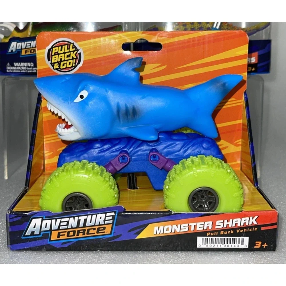 Adventure Force Pull Back Monster Shark Truck‎ & 6 Pack Dino Racers Vehicles NEW